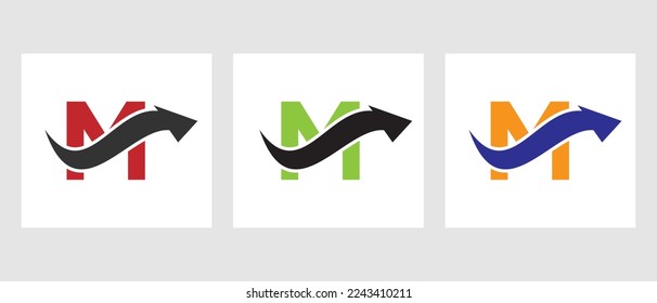 Letter M Finance Logo Concept With Growth Arrow Symbol