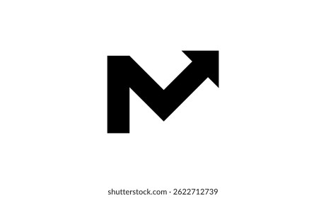 letter M in financial shape, black isolated silhouette