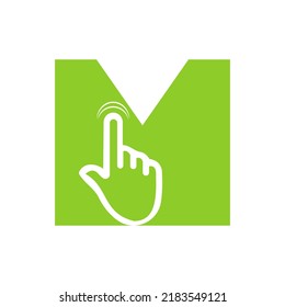 Letter M Finger Click Logo Vector Template Concept For Technology Symbol