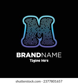 Letter M Fingerprint Logo Design Template Inspiration, Vector Illustration.