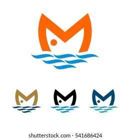 Letter M Fish Logo Template Illustration Design. Vector EPS 10.