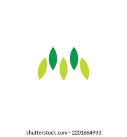 Letter M five leaves geometric symbol simple logo vector