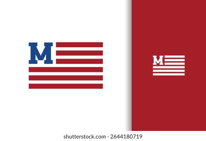 LETTER M FLAG LOGO WITH BLUE AND RED COLOR
