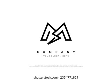 Diseño de logotipo flash de carta M
