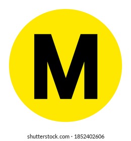 Letter M Floor Marker Symbol, Vector Illustration, Isolate On White Background Label. EPS10