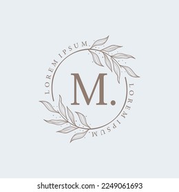 letter M floral logo design. logo for women beauty salon massage cosmetic or spa brand