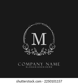 letter M floral logo design. logo for women beauty salon massage cosmetic or spa brand