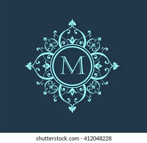 Letter M  Floral monogram.