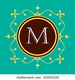 Letter M  Floral monogram.