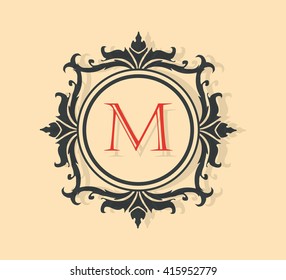 Letter M  Floral monogram.