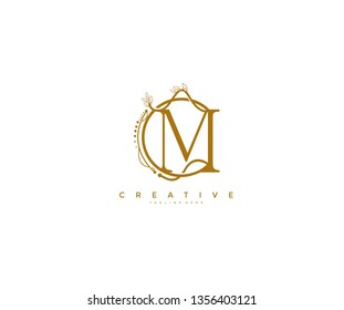 Letter M Floral Monogram Rounded Ornate Elegant Logo Design