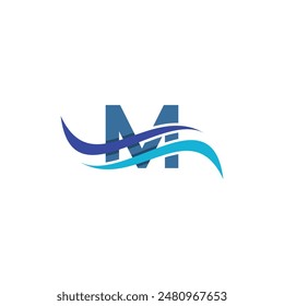 Letter M Flow Wave Ocean Simplicity Modern Business Icon Design Logo