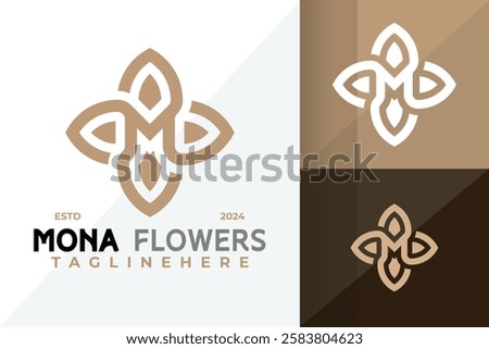 Letter M Flower Logo Icon Vector Design Illustration