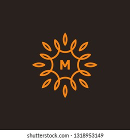 Letter m in flower/leaf frame logo template
