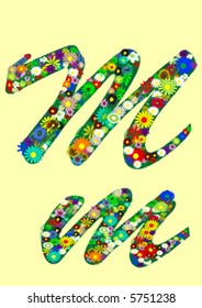 letter m  with flowers