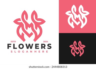 Letter M Flowers logo design vector symbol icon illustration