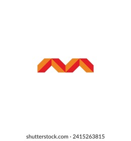 Letter M fold geometric symbol simple logo vector