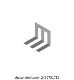 Letter M fold geometric symbol simple logo vector