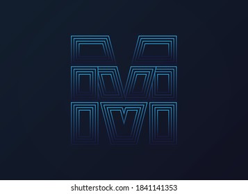 Letter M font, digital technology design, network concept.  Vector illustration

