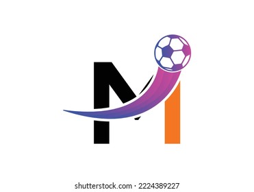 Letter M Football Logo Design Vector Template. Football Club Symbol. business, and company identity.