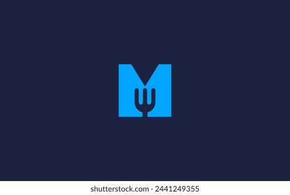 letter m with fork logo icon design vector design template inspiration