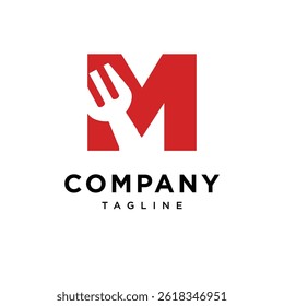 Letter M Fork Logo Icon Vector