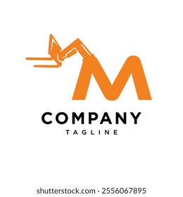 Letter M Forklift Logo Icon Vector