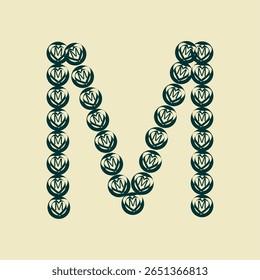 Letter M formed arranged objects