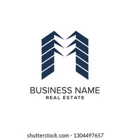 Letter M formed luxury building for real estate logo template