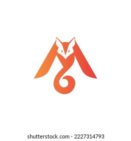 letter M and fox head vector illustration for icon,symbol or logo. M initial logo. fox template logo