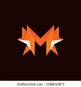 Letter M Fox Modern Geometric Logo