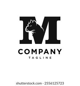 Letter M French Bulldog Logo Icon Vector