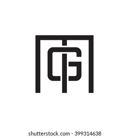 letter M and G monogram square shape logo black