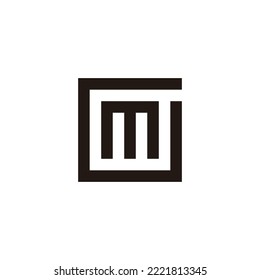 Letter m in G, square geometric symbol simple logo vector