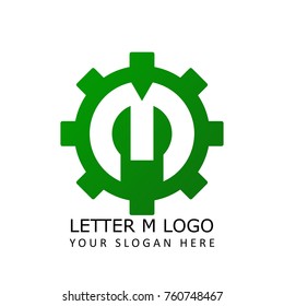 logotipo del engranaje de la letra m