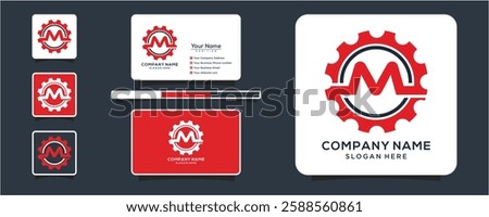 Letter M gear vector logo template This design is suitable for technology industrial or automotive