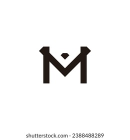 Letter M gems geometric symbol simple logo vector