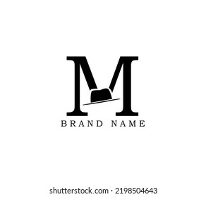 Letter M Gentlemen Hat Logo Design Vector Icon Graphic Emblem Illustration