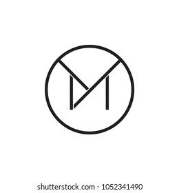 letter m geometric lines circle logo
