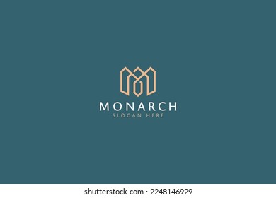 Letra M Concepto de logotipo geométrico Glamoroso color dorado