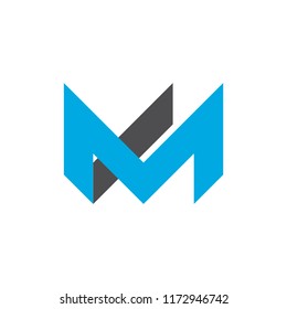 letter m geometric shadow design logo vector