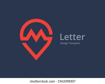 Letter M geotag logo icon design template elements