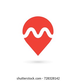 Letter M geotag logo icon design template elements