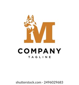 Letter M German Shepherd Logo Icon Vector