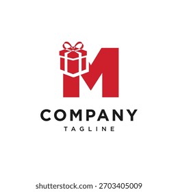 Letra M Vector de icono de logotipo de caja de regalo