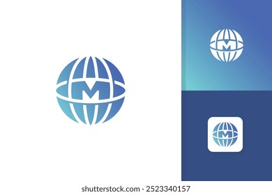 letra m modelo de vetor de ilustração de design de logotipo globo