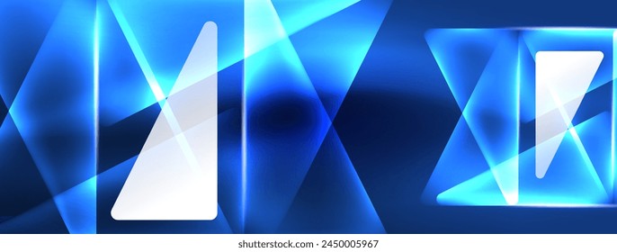 The letter M is glowing in electric blue on a dark purple background, resembling automotive lighting. The use of tints and shades creates a mesmerizing visual effect reminiscent of a lens flare