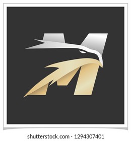 Letter M Gold Silver Eagle Logo