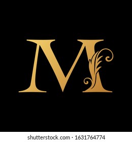 Letter M Golden Initial Luxury Logo Icon, monogram vector design concept.