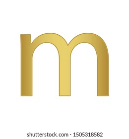 letter m. Golden letters, small gold letter of  alphabet.  vector